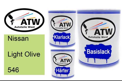 Nissan, Light Olive, 546: 1L Lackdose + 1L Klarlack + 500ml Härter - Set, von ATW Autoteile West.